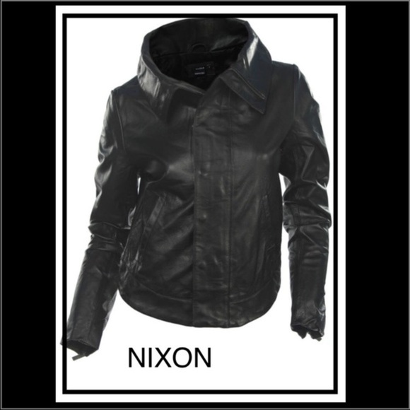 Black Leather Nixon The Ish Jacket - Picture 2 of 8